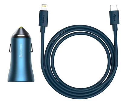Ładowarka do smartfonów Baseus Golden Contactor Pro Car Charger U+C Blue + cable